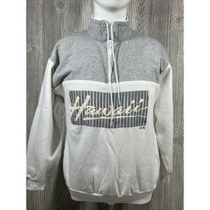 VTG 1990s Model T White Gray 3D Hawaii Long Sleeve High Neck Sweater Womens SZ L
